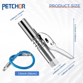 PETCHOR 10000 PSI Locking Grease Gun Coupler, Quick Lock Release Grease Tips Ends Couplers, High Pressure Coupler Quick Release Grease Tips with 12" Hose Compatible with All Grease Guns 1/8" NPT