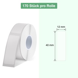 SUPVAN E10/16 Label Tape, Thermal, Multi-Purpose Labels for Home, School, Office, 12 mm x 40 mm, 170 Labels per Roll (Transparent)