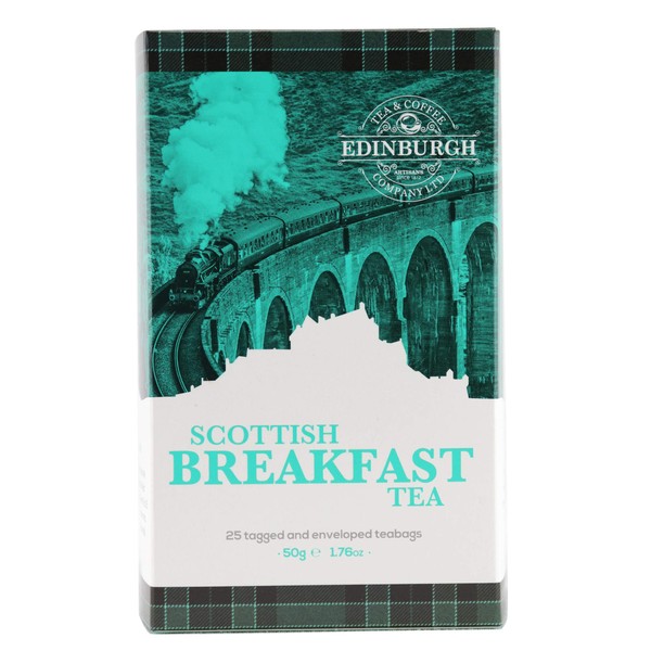 Edinburgh Tea & Coffee Company, Scottish Breakfast Tea, 25 Count Envelope/Tag Teabags (Pack of 4)