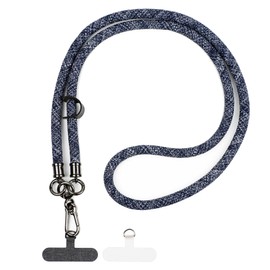 Yinow Cell Phone Lanyard Strap Crossbody with 2pcs Phone Tether Pads, blue/white