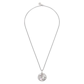 JEWELS BY LEONARDO women necklace Alexia stainless steel/silver colored glass imitation pearl transparent 70 cm carabiner Darlin's Clip small glitter pendant 016510