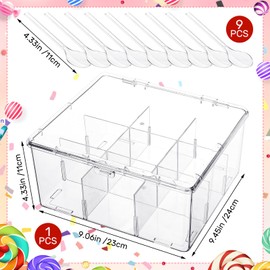 Yookeer Christmas Hot Cocoa Bar Organizer with Spoon Label Sticker Hot Chocolate Bar Supplies Clear Plastic Cocoa Decorative Storage Bins for Xmas Home Office Gift Holiday Party Decor