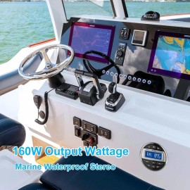 Herdio Marine Radio Package- Bluetooth Receiver , 4" Marine Speakers, AM FM Antenna