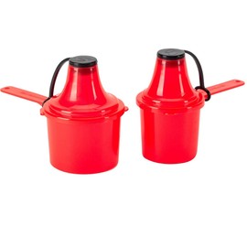 The Scoopie Supplement Container, Long Handle Scoop, and Funnel System for Post Workout Protein, Spill Proof Dispenser, Gym Accessory, PACK OF 2, RED (4 tbsp, 2 Oz, 60 mL) (6 tbsp, 3 Oz, 90 mL)