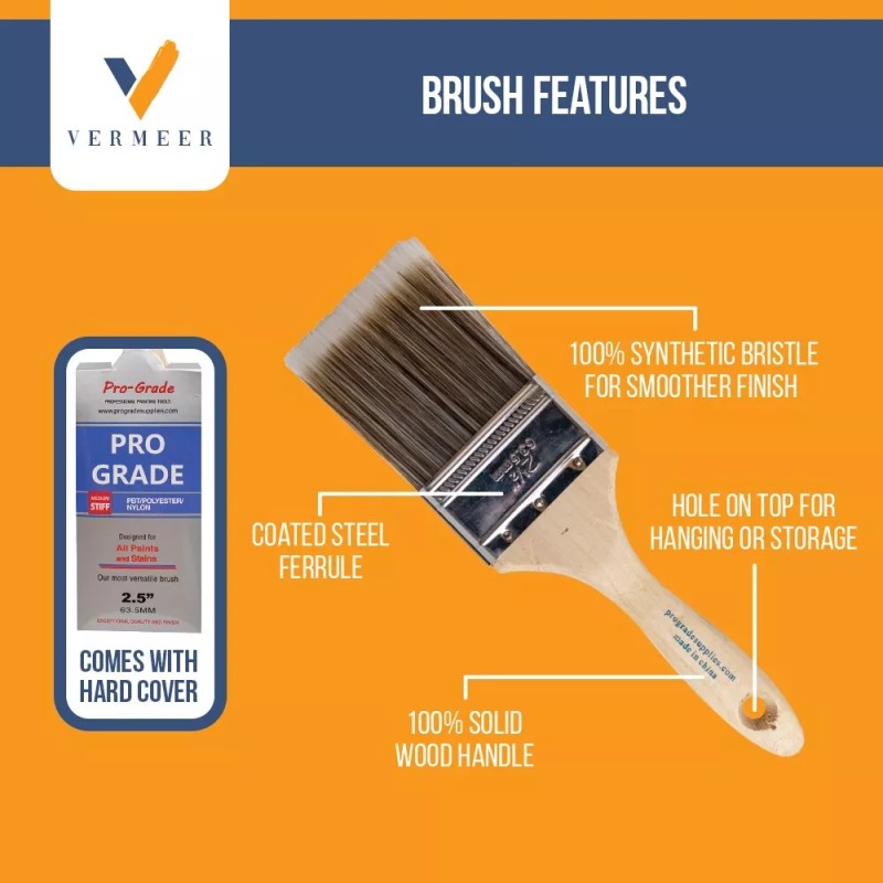 Vermeer 12 Pack - 2.5" Flat Brushes for All Latex