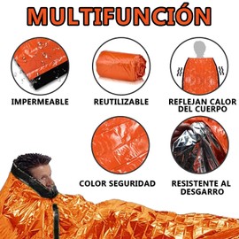 LEIDSANY 2 Piezas Manta termica Supervivencia, Reutilizable Mantas de Emergencia de Mylar, Plegable de tamaño Ultra pequeño y Colores más visibles para Libre, Camping, Escalada, Aventura y Viajes.