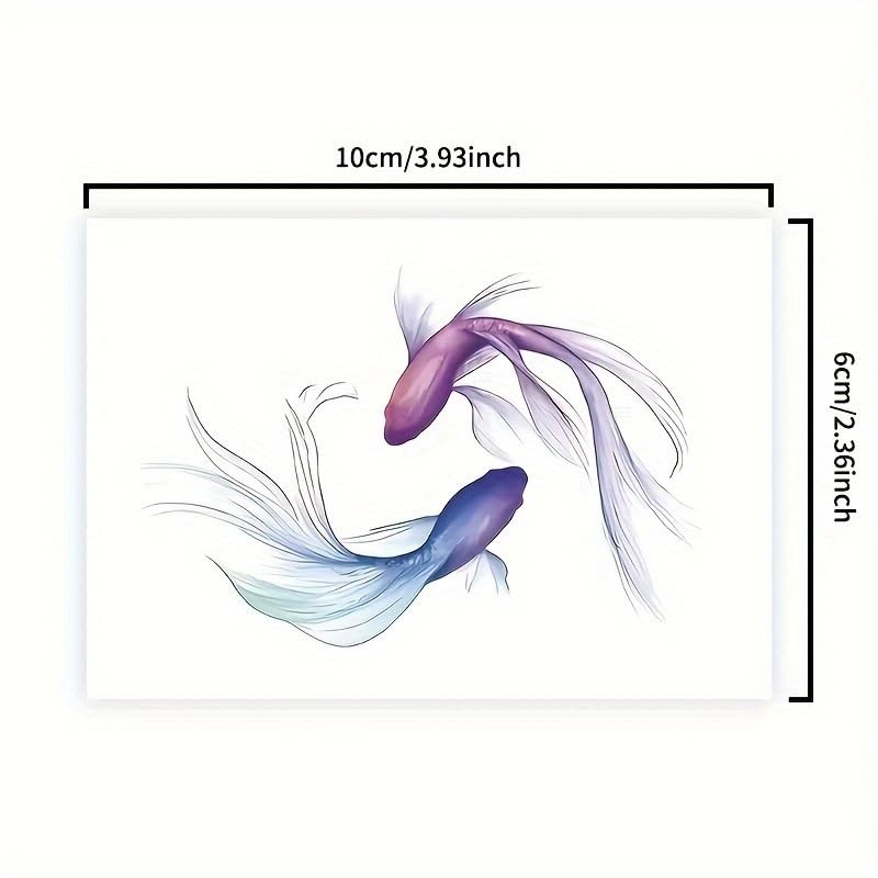 Aesthetic Koi Fish Tattoo - Watercolor Temporary Tattoo for Women