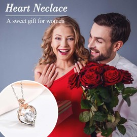 EYQV Valentines Gifts for Her, Romantic Gifts for Her Wife Girlfriend Soulmate, Rose Heart Necklace Gifts for Women, Anniversary Birthday Christmas Gifts, Womens Gifts for Mum Daughter Grandma Sister