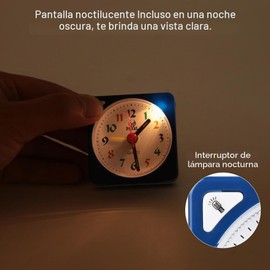 Reloj Despertador Analógico Pequeño Azul Fdit