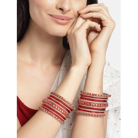 Aheli Ethnic Colorful Metal Bangles Chudha Set Stone Studded Bangle Set Indian Wedding Wear Fashion Jewelry for Women & Girls