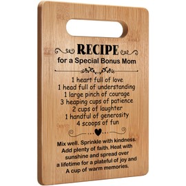 Popular Birthday Gifts for Bonus Mom, Cutting Board Gift for Bonus Mom, Cute Bonus Mom Gifts from Daughter Son, Bonus Mom Gift for Mother's Day