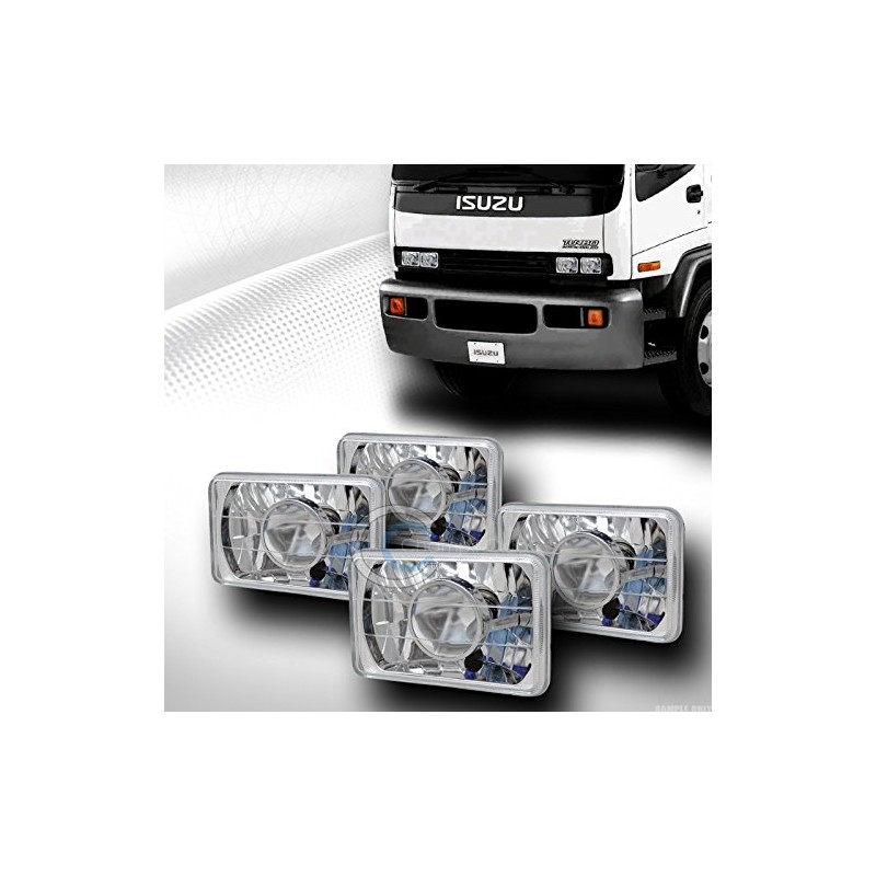 2 Pairs Universal 4"X6" Diamond Chrome Sealed Beam Projector Head