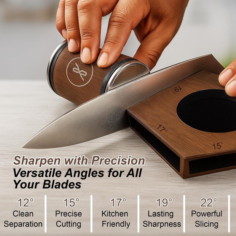 SKILO Rolling Knife Sharpener Made of Black American Walnut -