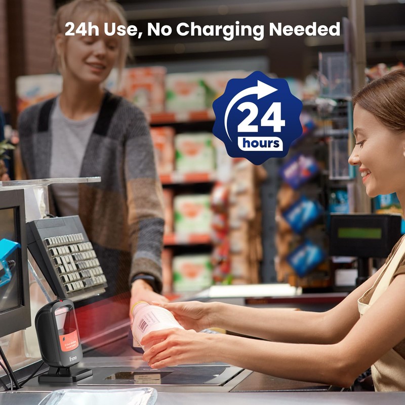 Eyoyo QR Code Desktop Barcode Scanner, Omnidirectional USB Wired Hands-Free