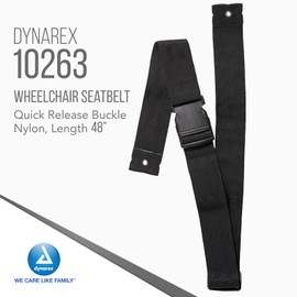 Dynarex Wheelchair Seatbelt, Provides Safe & Comfortable Protection While Using a Wheelchair, Easily Adjustable Nylon Belt with Quick Release Buckle, Black, 48”, 1 Seatbelt