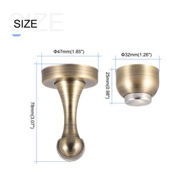 METALLIXITY Magnetic Door Stop (3.07"x1.85") 1pcs, Stainless Steel Door Magnetic Catch with Screws - for Home Hotel, Furniture Decoration, Brass Tone