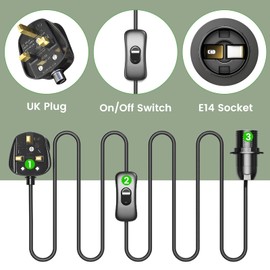 Bonlux Bottle Lamp Kit Do It Yourself UK, Bottle Lamp Adaptor, E14 Bottle Lamp with Switch and Plug, Bottle Light Conversion Kit, Table Lamp Fittings for Lamps Electric, Black, Pack of 1