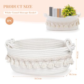 CharmBurst Gift Basket Empty Small, Braided Basket Made of Cotton Rope, White Storage Basket, Cotton Rope Decorative Basket for Gifts, Gift Basket, Round