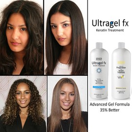 UltraGel FX Complex Brazilian Keratin Blowout Hair Treatment 1000ml with Advanced Preparation All Hair Types including Coarse Curly Black Dominican Brazilian Straighten Smooth and Repair Hair