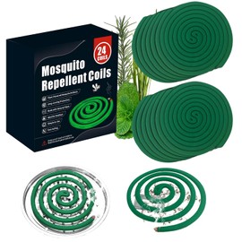 24 Coils Mosquito Repellent Coils with 6 Metal Stands & 1 Holder, Citronella Incense Mosquito Coils for Outdoor Patio Yard Camping, Long Lasting 6-8 Hrs Mosquito Incense with Plant-Based Ingredients