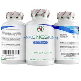 Nutriodol® Pure Magnesium Capsules 207mg Per Capsule | 100 Capsules & 100 Days Supply | Supplement for Tiredness and Fatigue | for Men and Women