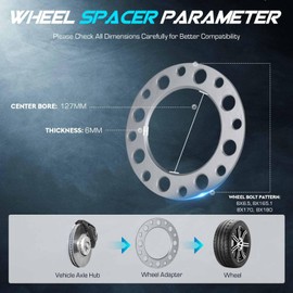 4PCs 6mm 1/4" Thickness & 127mm Bore Wheel Adapters 8x6.5,8x165.1,8x170,8x180 fit for F250 E350 Ram 2500 3500 Express 3500 K3500,8 Lug Wheel Spacers for Silverado Suburban 2500 Sierra 2500HD 3500HD