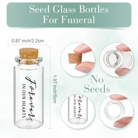 Tanlade Funeral Favors Christmas Memorial Seed Big Glass Bottles with Cork Stopper Funeral Prayer Celebration of Life Card for Loss of Loved Memorial Service, 0.87x1.97in, No Seed(100 Sets,Leaf)