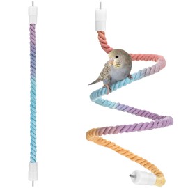 Skyygemm 2pcs Gradient Colorful Bird Rope Perches Stand Pole Bird Cage Bendable Swing Climbing Rope Toys Accessories Cotton Climbing for Parrot Cockatiels Parakeet Budgies Lovebirds(16.3‘'& 47.2‘')