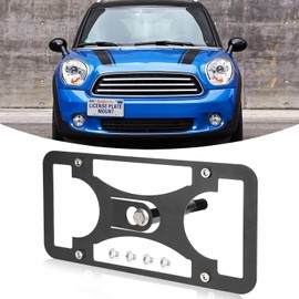 Front Bumper Tow Hook License Plate Mount Bracket Compatible with Mini Countryman (R60) 2010-2016, No Drill Plate Holder, Front License Plate Bracket