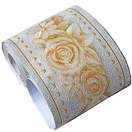 Moyishi 5 Meters Royal Peony 3D Peel and Stick Wall Paper Wall Decal Wall Border Easy to Apply (Green)