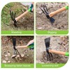 WORKPRO Hoe and Cultivator Garden Rake with 14" Wooden Handle,