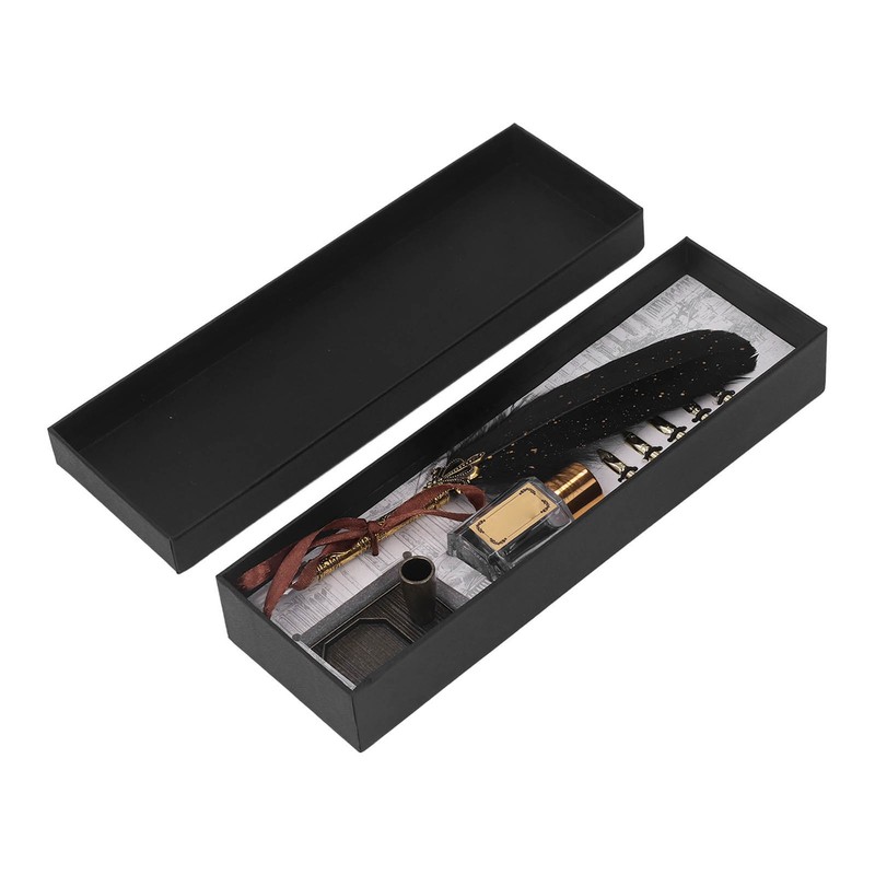 Quill Pen Set Retro Elegant Exquisite Pattern Smoothing Writing Feather