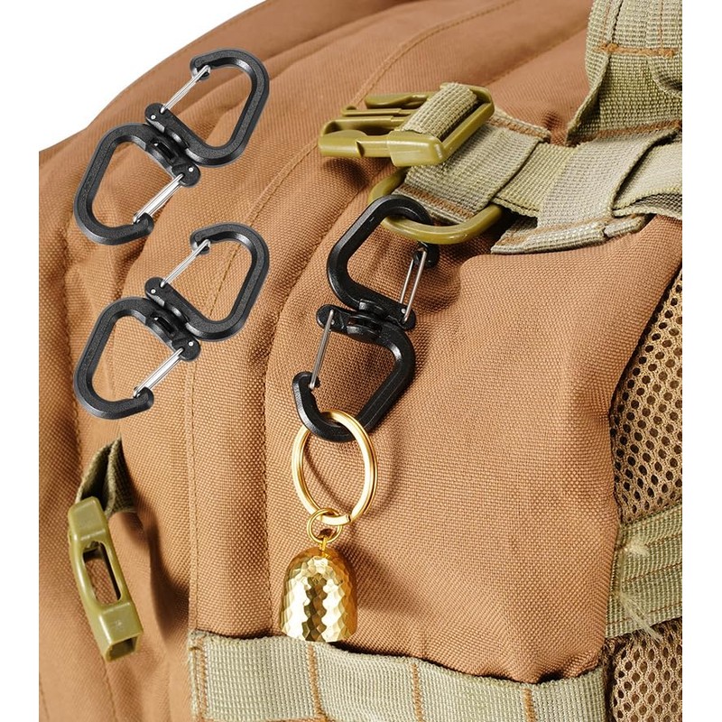 SquEqu 5 Pack Dual Locking Carabiner Clips with Double-Ended Wiregate