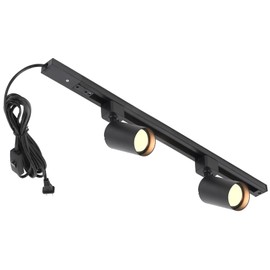 Hiiglxii Plug in Track Lighting with Power Cord, 2-Light GU10 Track Lighting Kit with Track Rail, Modern Kitchen LED Track Lighting Fixtures Ceiling Wall Spot Light, 13FT Plug Cord, Black (No Bulbs)