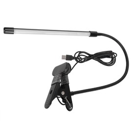 LED Adjustable Clip Reading Light Cold Warm Brightness Light Black Single Tube USB Powered