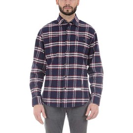 Jachs Men?s Brawny Flannel Shirt,Variety, Navy/Red, Large