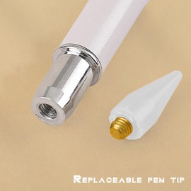 WOKOTO 2 PCS White Nail Art Rhinestone Picker Tools And 10 Pcs Replacement Wax Tips Set, Dual-Ended Wax Pen And Dotting Pen Tools For Rhinestones Gems Crystals Studs Picker Wax Pen Manicure Tool