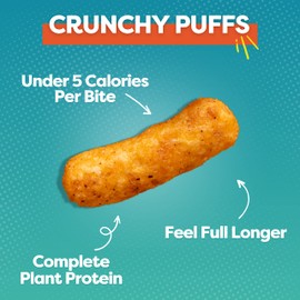 Pnuff Crunch Peanut Butter Puffs - Healthy Snacks, Low Calorie Snacks, Gluten Free Snacks, Vegan, High Protein, Keto, Office Snacks, Low Sugar, as Seen on Shark Tank - Barbeque, 4 Oz Bag (Pack of 6)