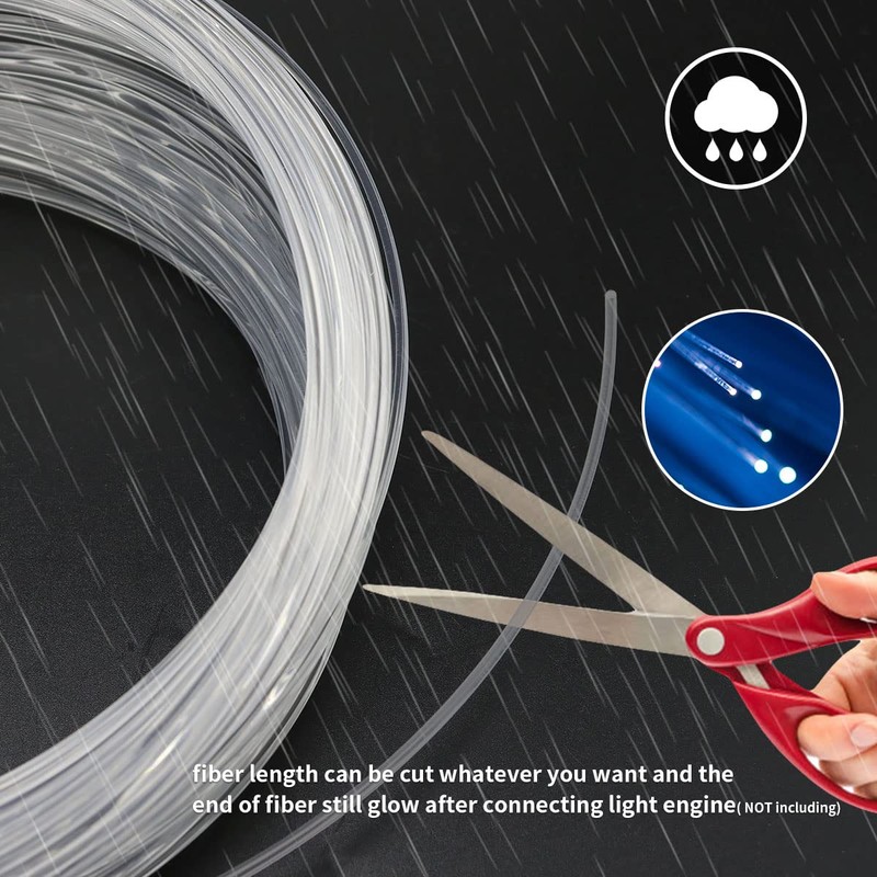 AZIMOM PMMA Plastic End Glow Fiber Optic Cable 1mm(0.04in) 50m(164ft)/Roll