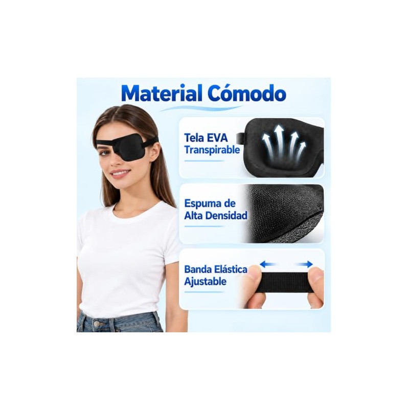 2PCS Parches para Ojo Perezoso Ajustables para Ambliopía (Ojo Derecho)