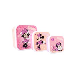 My sweety pop - Set of 3 Minnie Mouse snack boxes - Lunch box - For children - Nursery - Kindergarten - School - Holiday - Meal - 11.5 cm