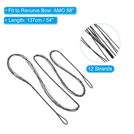 PATIKIL Bow String Replacement with Bowstring Finger Guards for AMO 58", 12 Strands Traditional Recurve Bowstring, Black