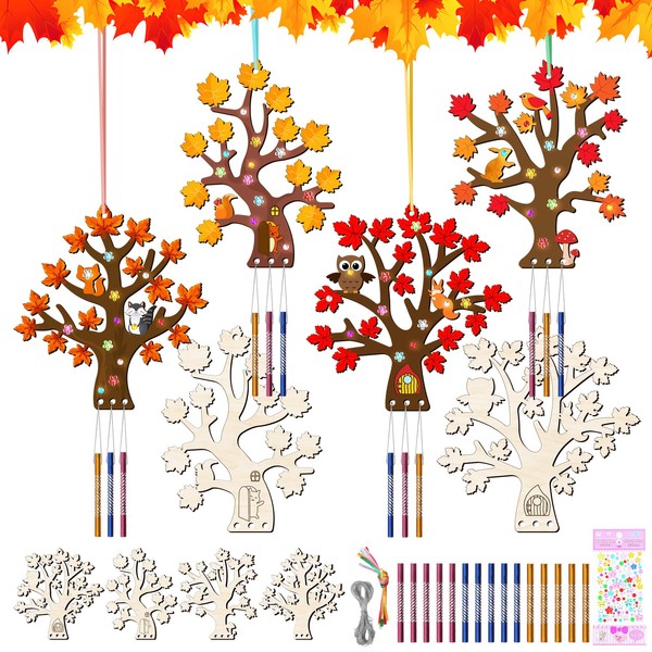 TREACLUB 12 Pack Fall Wind Chime Kit for Kids Make
