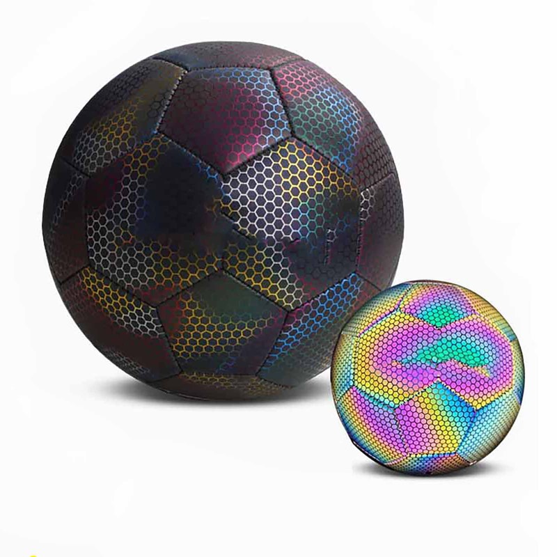 Reflective Football PU Glowing Sports Soccer Ball with Pump for