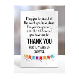10 years of work service card, for employee, colleague, boss, manager, supervisor, present, anniversary, gifts for men, women, him, her, 10th,Thank you for, A5-149_11