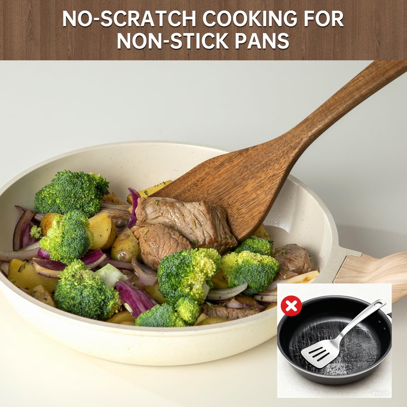18 PCS Acacia Wooden Spoons for Cooking - Heat-Resistant, Comfort
