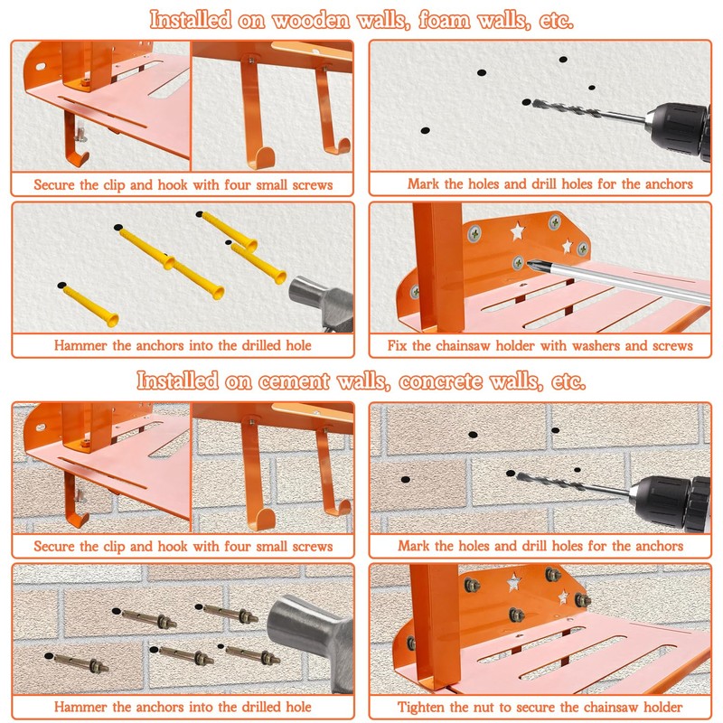 Taeoox Chainsaw Holder, Chainsaw Wall Mount for 12-20in Chainsaw Heavy