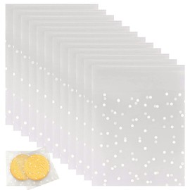 Resealable Cellophane Bags, 200Pcs Self Seal Clear Cello Cellophane Resealable Plastic Poly Bags White Dotted Cellophane Treat Bags Cookie Packaging Bags Plastic Pastry Bags for Bakery, Candy,3.8x3.8"