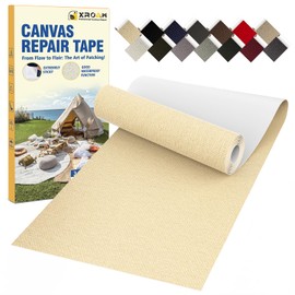 Xroam Canvas Repair Tape, 3.2 x 63 Inch Waterproof Heavy Duty Fabric Tape for Furniture, Self Adhesive Canvas Repair Patches for Boat Covers, Sofas, Tents, Louge Chairs, Canopy, Awning Beige Yellow