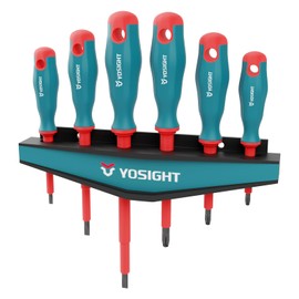 YOSIGHT 6PCS Screwdriver Set Magnetic Tip with Organizer - 3 Phillips & 3 Slotted, CRV Steel Tips, Electrician Insulated Screwdriver Kit